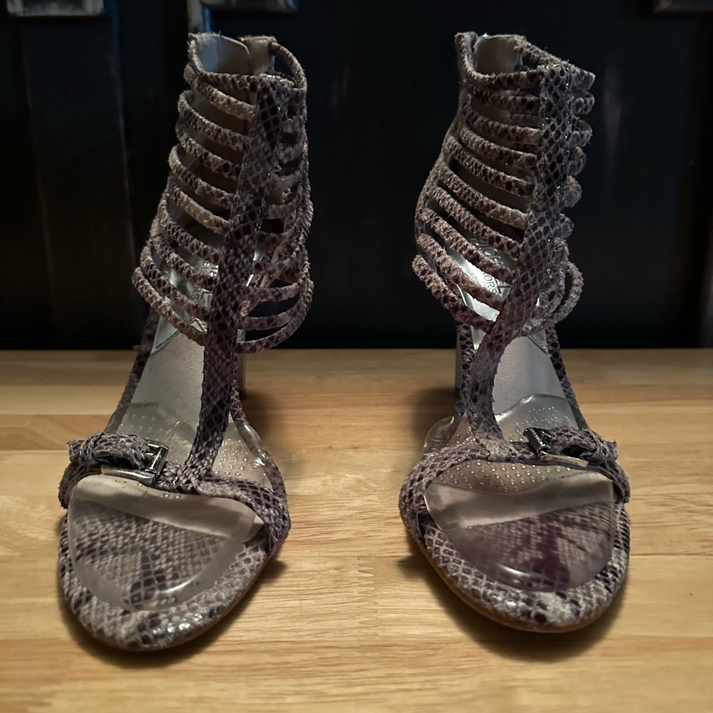 Michael Kors snake skin zip up heels. Size 7. Worn approx 3xs.